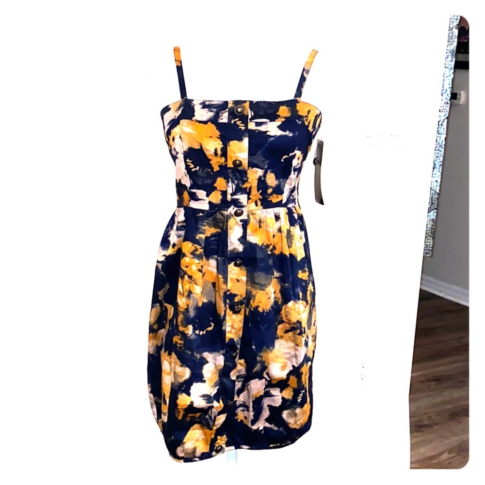 Midnight Blue and Orange Spaghetti Strap Dress